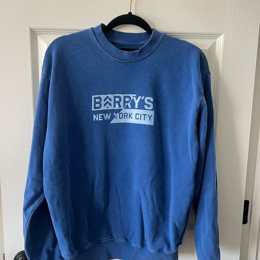 Blue Crewneck Sweater with Ribbed Cuffs